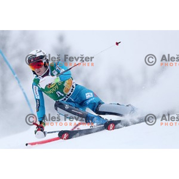 Nina Leoseth (NOR) skiing in the first run of 53. Golden Fox- Zlata Lisica Audi FIS Ski World Cup Slalom in Maribor, Slovenia on January 8, 2017