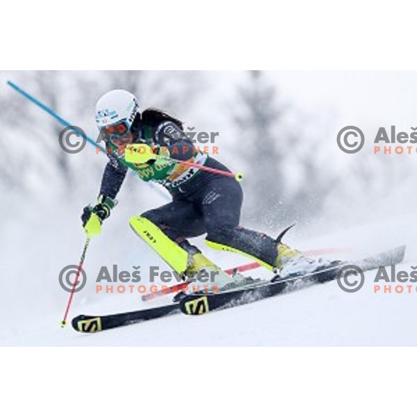 Nastasia Noens (FRA) skiing in the first run of 53. Golden Fox- Zlata Lisica Audi FIS Ski World Cup Slalom in Maribor, Slovenia on January 8, 2017
