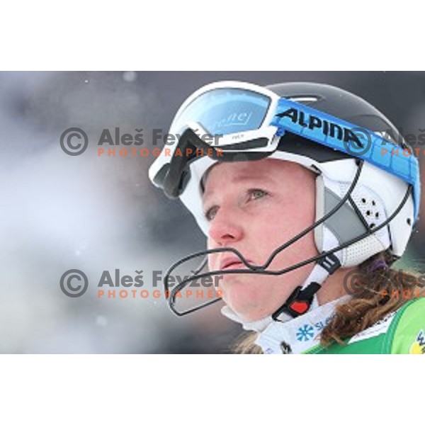 Marusa Ferk (SLO) disapointed after missing the gate in the first run of 53. Golden Fox- Zlata Lisica Audi FIS Ski World Cup Slalom in Maribor, Slovenia on January 8, 2017