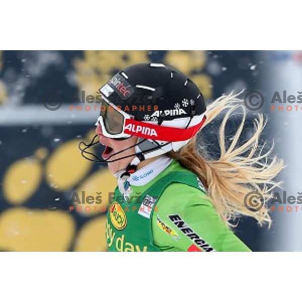Ana Bucik (SLO) skiing in the second run of 53. Golden Fox- Zlata Lisica Audi FIS Ski World Cup Slalom in Maribor, Slovenia on January 8, 2017