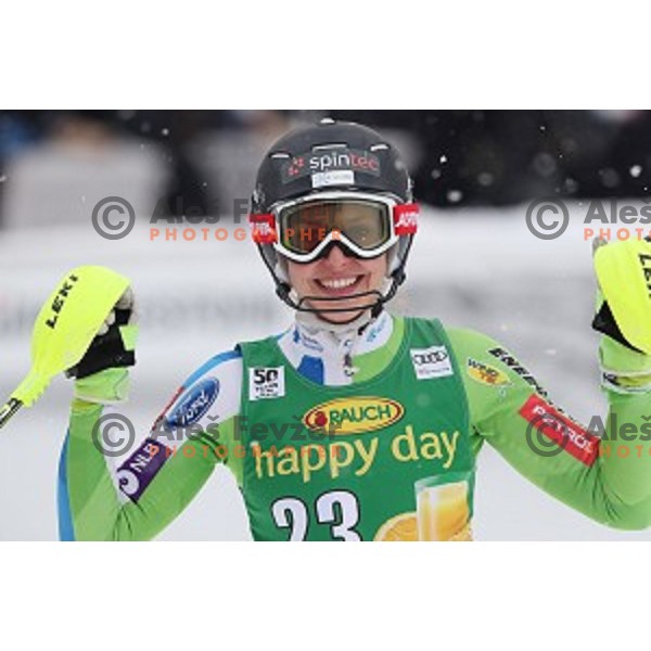 Ana Bucik (SLO) skiing in the second run of 53. Golden Fox- Zlata Lisica Audi FIS Ski World Cup Slalom in Maribor, Slovenia on January 8, 2017