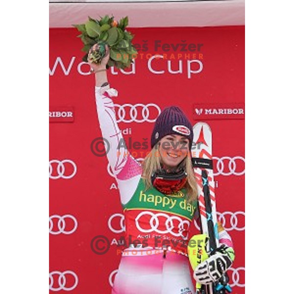 Mikaela Shiffrin (USA), winner of 53. Golden Fox- Zlata Lisica Audi FIS Ski World Cup Slalom in Maribor, Slovenia on January 8, 2017