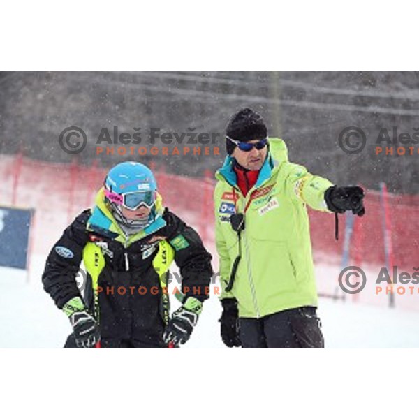 Meta Hrovat at Course inspection before 53. Golden Fox- Zlata Lisica Audi FIS Ski World Cup Slalom in Maribor, Slovenia on January 8, 2017