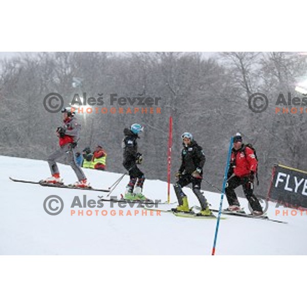 Course inspection before 53. Golden Fox- Zlata Lisica Audi FIS Ski World Cup Slalom in Maribor, Slovenia on January 8, 2017