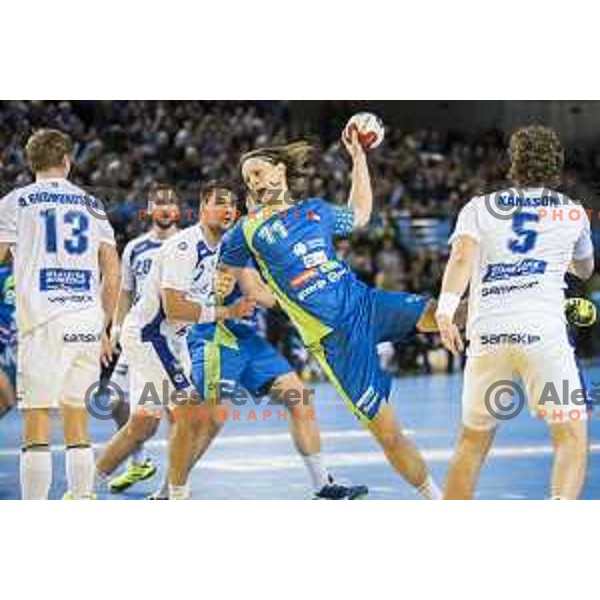 in action during IHF World Championship group stage match between Iceland and Slovenia, in Arena Metz, Metz on January 14th, 2017 