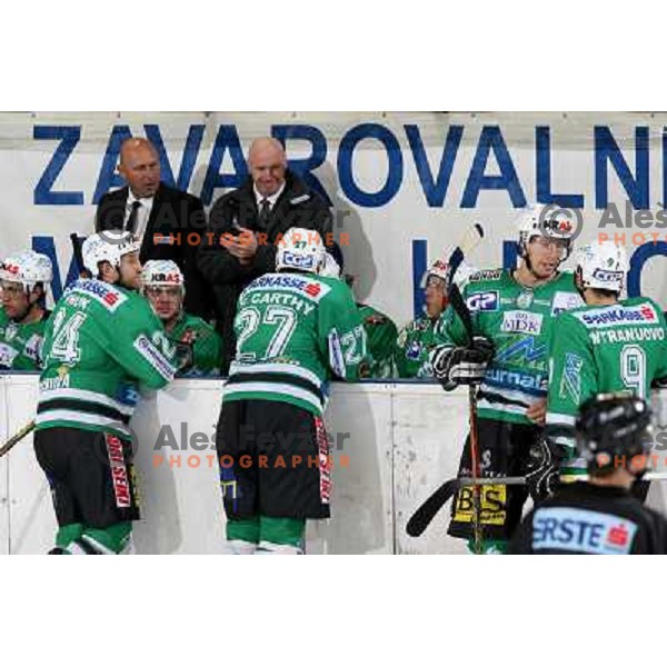 Vnuk, McCarthy, Muric, Intranuovo at ice hockey game ZM Olimpija- Red Bull Salzburg in 11th round of EBEL league,played in Ljubljana 21.10.2007. Photo by Ales Fevzer 