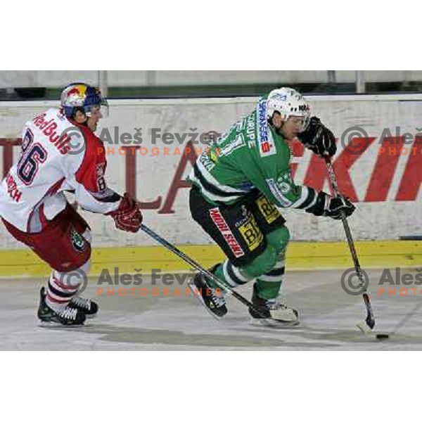 Mairitsch (86) and Corupe at ice hockey game ZM Olimpija- Red Bull Salzburg in 11th round of EBEL league,played in Ljubljana 21.10.2007. Photo by Ales Fevzer 