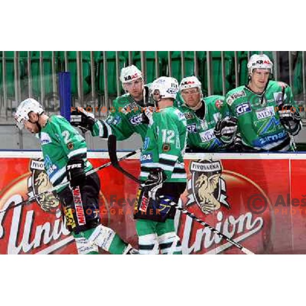 MItchell, Jardine at ice hockey game ZM Olimpija- Red Bull Salzburg in 11th round of EBEL league,played in Ljubljana 21.10.2007. Photo by Ales Fevzer 