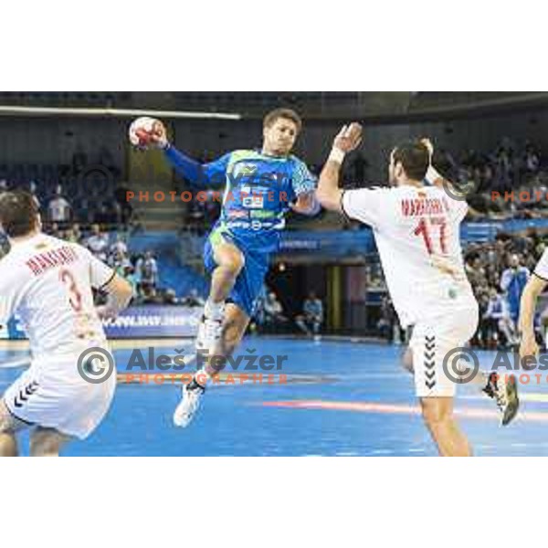 Slovenia’s Marko Bezjak (25) in action during IHF World Championship group stage match between Slovenia and Macedonia, in Arena Metz, Metz on January 16th, 2017 