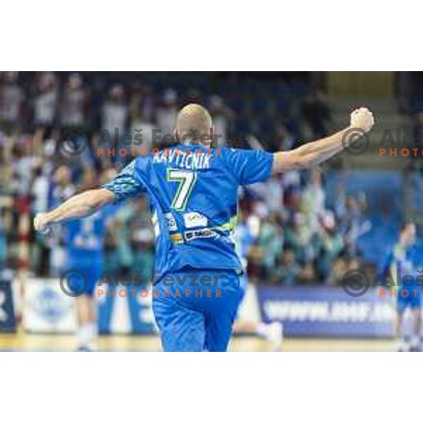 Slovenia’s captain Vid Kavticnik (7) celebrating during IHF World Championship group stage match between Slovenia and Macedonia, in Arena Metz, Metz on January 16th, 2017 