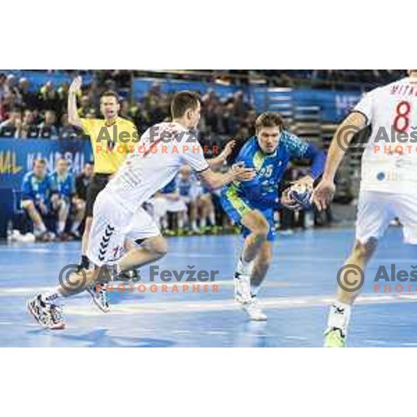 Slovenia’s Marko Bezjak (25) in action during IHF World Championship group stage match between Slovenia and Macedonia, in Arena Metz, Metz on January 16th, 2017