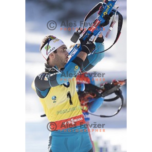 Martin Fourcade (FRA), winner of Men\'s 12.5km Pursuit during IBU World Cup 2016/2017 Pokljuka, Slovenia on December 10, 2016