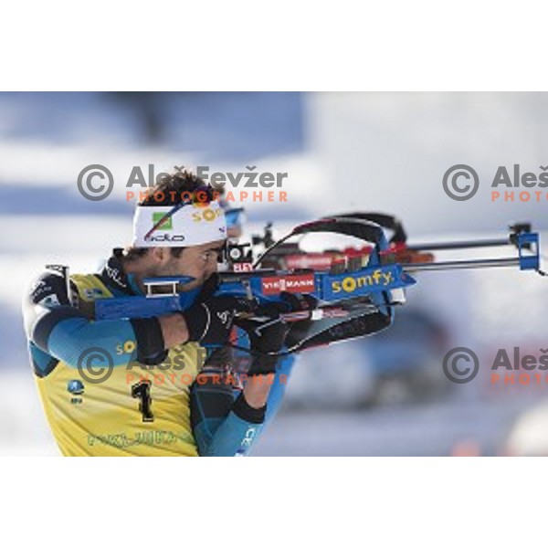 Martin Fourcade (FRA), winner of Men\'s 12.5km Pursuit during IBU World Cup 2016/2017 Pokljuka, Slovenia on December 10, 2016