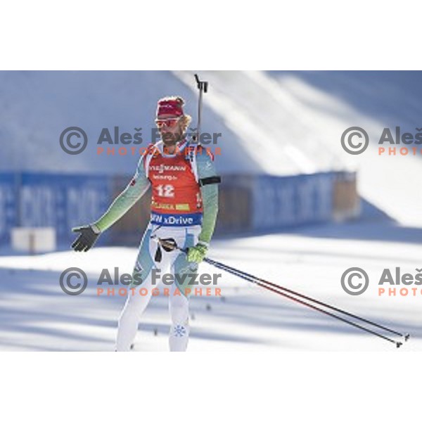 Klemen Bauer (SLO) competes at Men\'s 12.5km Pursuit during IBU World Cup 2016/2017 Pokljuka, Slovenia on December 10, 2016