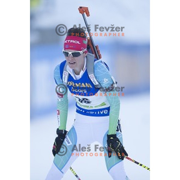 Teja Gregorin (SLO) competes at Women\'s 1o km Pursuit during IBU World Cup 2016/2017 Pokljuka, Slovenia on December 10, 2016