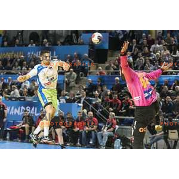 Slovenia’s Blaz Janc (8) in action during IHF World Championship group stage match between Spain and Slovenia, in Arena Metz, Metz on January 19th, 2017 