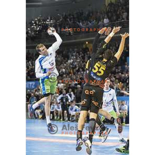 Slovenia’s David Miklavcic (18) in action during IHF World Championship group stage match between Spain and Slovenia, in Arena Metz, Metz on January 19th, 2017 