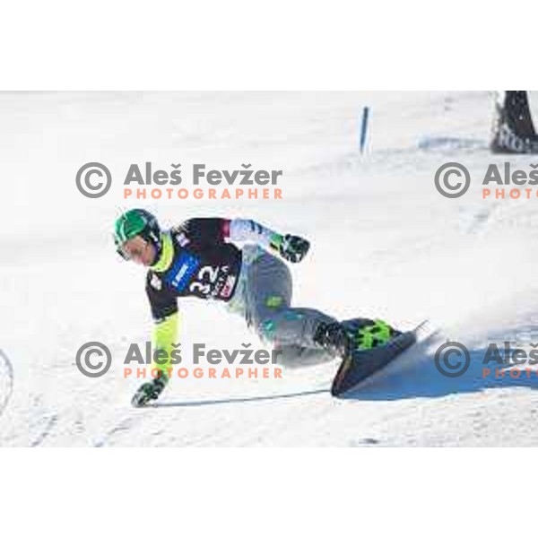 Tim Mastnak during the Rogla FIS Snowboard World Cup 2016/17 parallel giant slalom, Rogla, Slovenia, on January 28, 2017.