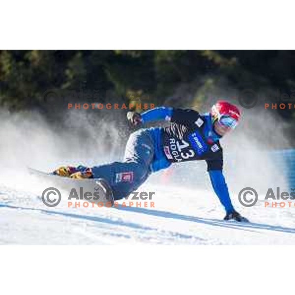 Zan Kosir during the Rogla FIS Snowboard World Cup 2016/17 parallel giant slalom, Rogla, Slovenia, on January 28, 2017.