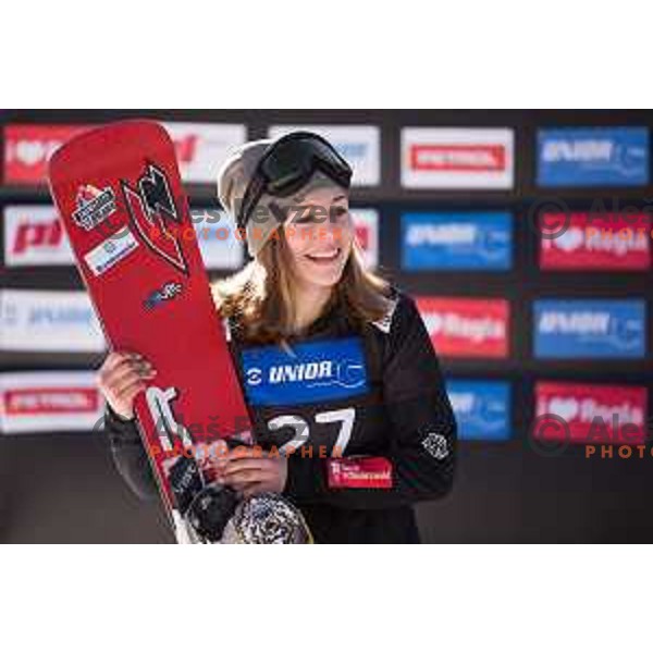 Carolin Langenhorst during the Rogla FIS Snowboard World Cup 2016/17 parallel giant slalom, Rogla, Slovenia, on January 28, 2017.
