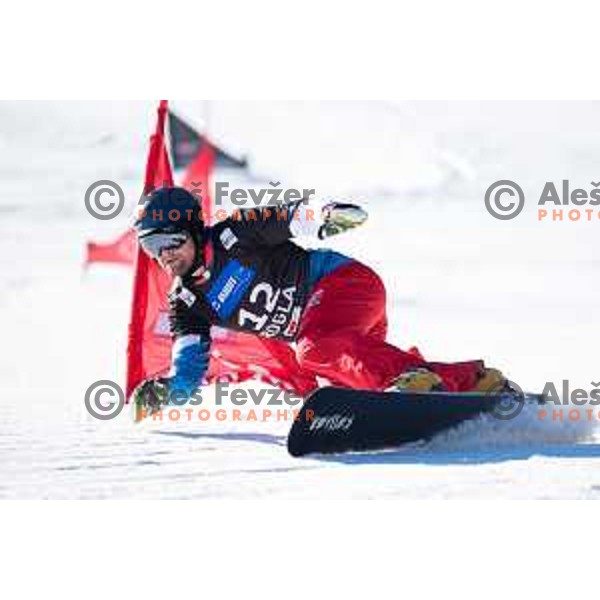 Kaspar Fluetsch during the Rogla FIS Snowboard World Cup 2016/17 parallel giant slalom, Rogla, Slovenia, on January 28, 2017.