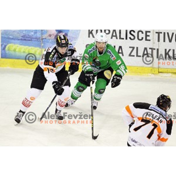 Ales Music of Olimpija Ljubljana in action during ice-hockey match between Olimpija Ljubljana and Graz Moser Medical 99ers in EBEL league 2016/2017 in Tivoli Hall, Ljubljana, Slovenia on January 29, 2017
