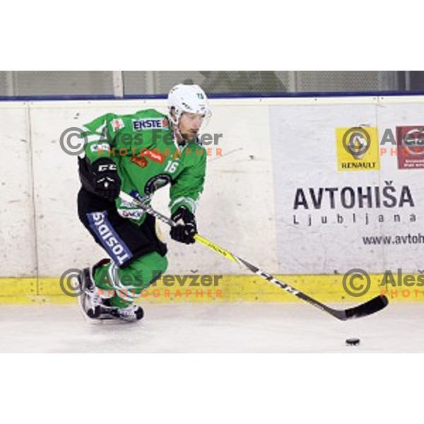 Ales Music of Olimpija Ljubljana in action during ice-hockey match between Olimpija Ljubljana and Graz Moser Medical 99ers in EBEL league 2016/2017 in Tivoli Hall, Ljubljana, Slovenia on January 29, 2017