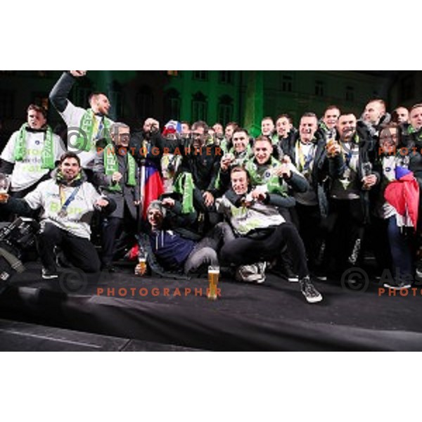 Reception for Slovenia Handball Team - bronze medalists of 2017 World Championships in front of Ljubljana Town Hall, Slovenia on January 30, 2017