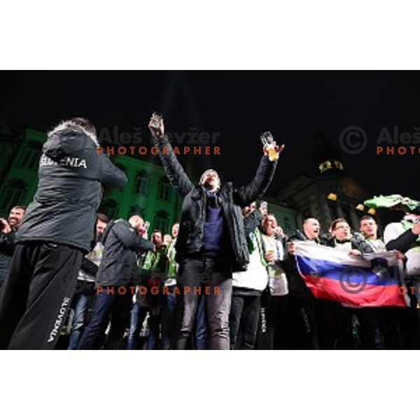 Reception for Slovenia Handball Team - bronze medalists of 2017 World Championships in front of Ljubljana Town Hall, Slovenia on January 30, 2017