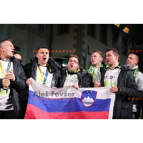 Reception for Slovenia Handball Team - bronze medalists of 2017 World Championships in front of Ljubljana Town Hall, Slovenia on January 30, 2017