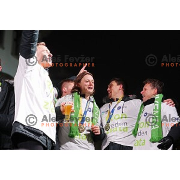 Reception for Slovenia Handball Team - bronze medalists of 2017 World Championships in front of Ljubljana Town Hall, Slovenia on January 30, 2017
