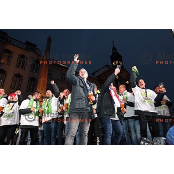 Reception for Slovenia Handball Team - bronze medalists of 2017 World Championships in front of Ljubljana Town Hall, Slovenia on January 30, 2017