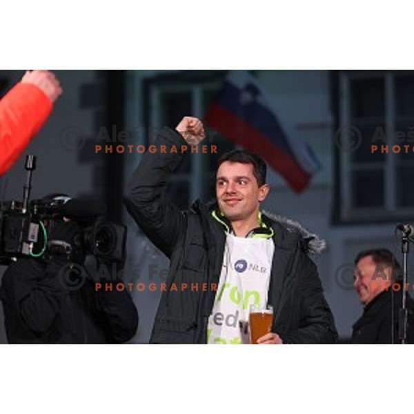 Reception for Slovenia Handball Team - bronze medalists of 2017 World Championships in front of Ljubljana Town Hall, Slovenia on January 30, 2017
