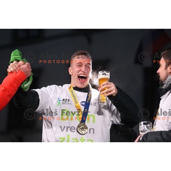 Reception for Slovenia Handball Team - bronze medalists of 2017 World Championships in front of Ljubljana Town Hall, Slovenia on January 30, 2017