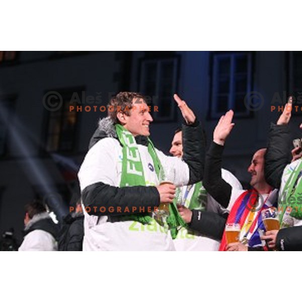 Reception for Slovenia Handball Team - bronze medalists of 2017 World Championships in front of Ljubljana Town Hall, Slovenia on January 30, 2017