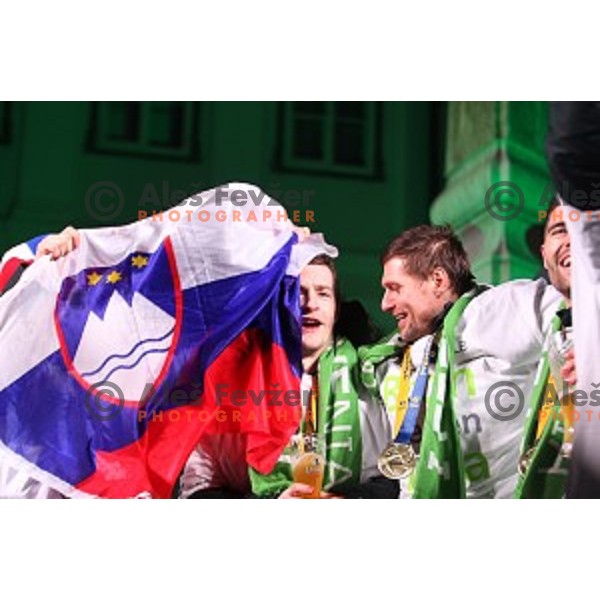 Reception for Slovenia Handball Team - bronze medalists of 2017 World Championships in front of Ljubljana Town Hall, Slovenia on January 30, 2017