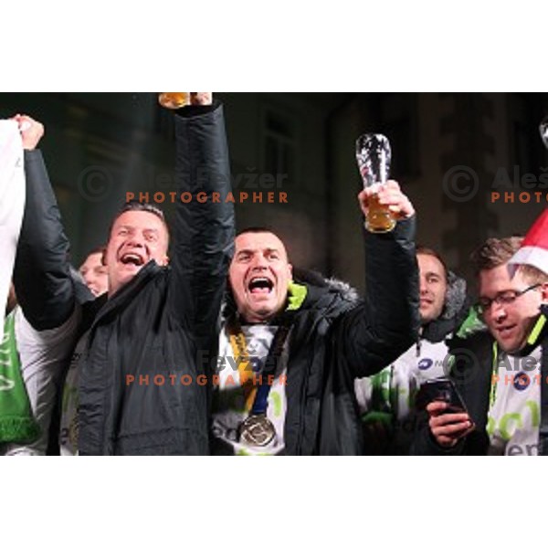 Reception for Slovenia Handball Team - bronze medalists of 2017 World Championships in front of Ljubljana Town Hall, Slovenia on January 30, 2017
