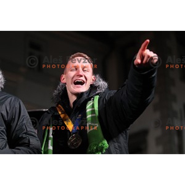 Reception for Slovenia Handball Team - bronze medalists of 2017 World Championships in front of Ljubljana Town Hall, Slovenia on January 30, 2017