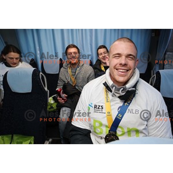 Marko Bezjak, Miha Zarabec, Matej Gaber at Reception for Slovenia Handball Team - bronze medalists of 2017 World Championships held by Prime Minister in Vila Podroznik, Ljulbjana, Slovenia on January 30, 2017