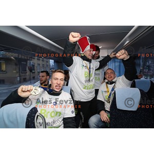 Jan Grebenc, Matej Gaber at Reception for Slovenia Handball Team - bronze medalists of 2017 World Championships held by Prime Minister in Vila Podroznik, Ljulbjana, Slovenia on January 30, 2017
