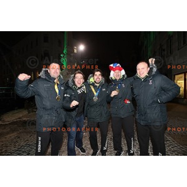 Reception for Slovenia Handball Team - bronze medalists of 2017 World Championships in front of Town Hall, Ljulbjana, Slovenia on January 30, 2017