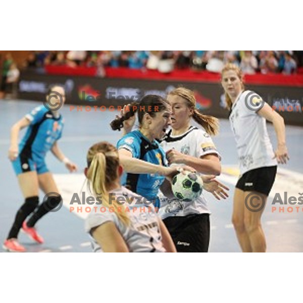 Mirjeta Bajramoska of Krim Mercator during EHF Women\'s Champions league handball match between RK Krim Mercator and CSM Bucuresti in Kodeljevo Hall, Ljubljana, Slovenia on February 4, 2017