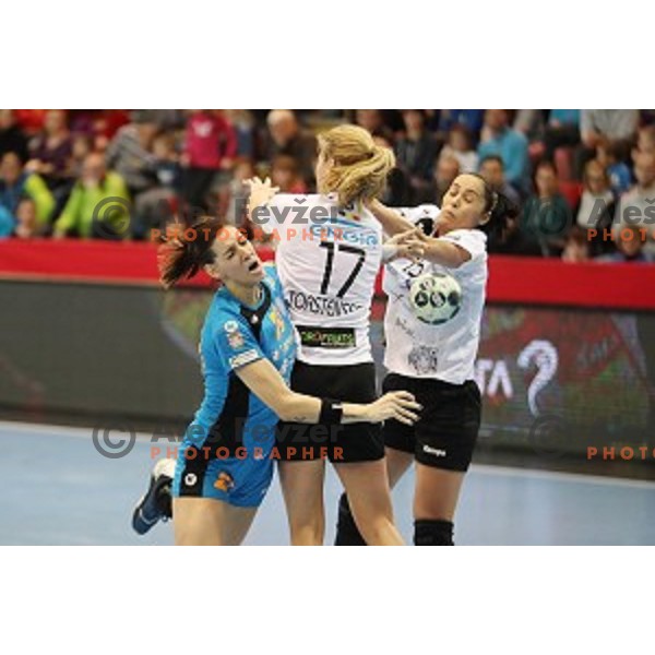 Alja Koren of Krim Mercator during EHF Women\'s Champions league handball match between RK Krim Mercator and CSM Bucuresti in Kodeljevo Hall, Ljubljana, Slovenia on February 4, 2017