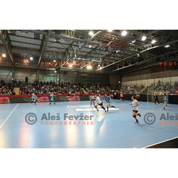 action during EHF Women\'s Champions league handball match between RK Krim Mercator and CSM Bucuresti in Kodeljevo Hall, Ljubljana, Slovenia on February 4, 2017