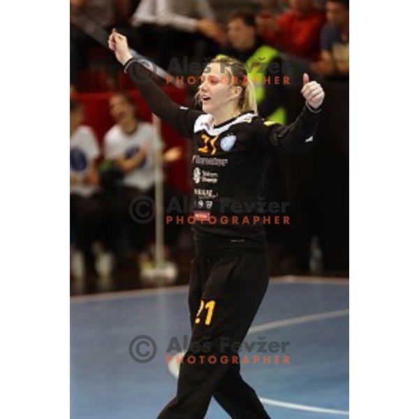 action during EHF Women\'s Champions league handball match between RK Krim Mercator and CSM Bucuresti in Kodeljevo Hall, Ljubljana, Slovenia on February 4, 2017