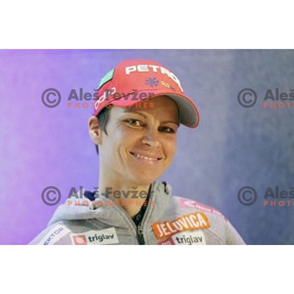 Teja Gregorin at Slovenia Biathlon team press conference in Ljubljana on February 6, 2017