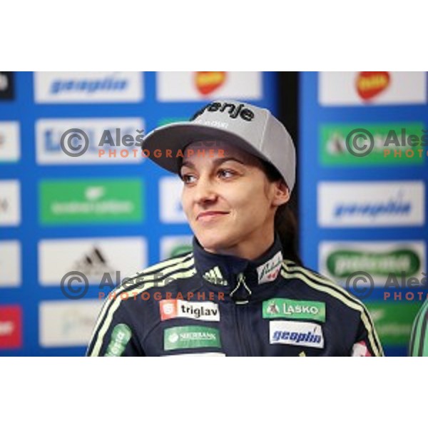Maja Vtic at Slovenia Nordic Ski jumping team press conference in Ljubljana on February 6, 2017