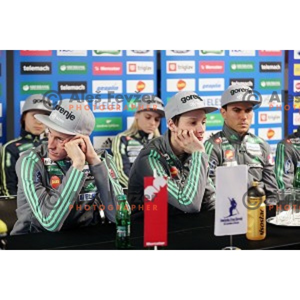 Peter Prevc and Domen Prevc at Slovenia Nordic Ski jumping team press conference in Ljubljana on February 6, 2017