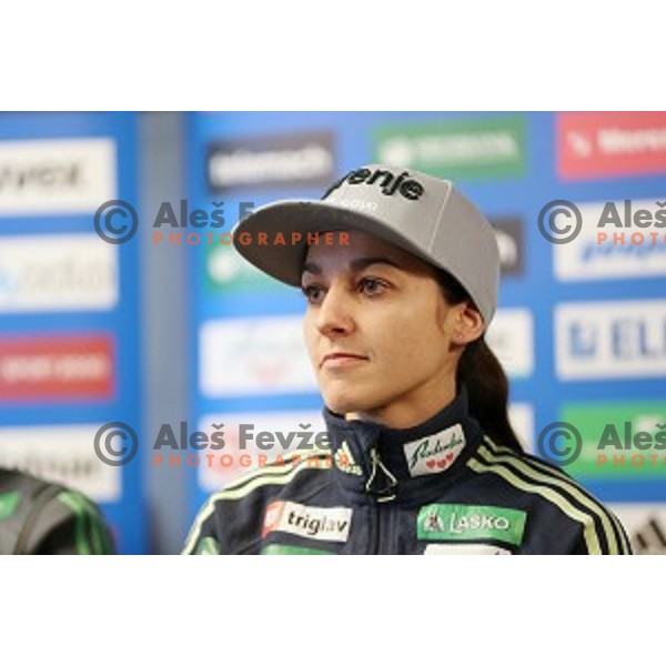 Maja Vtic at Slovenia Nordic Ski jumping team press conference in Ljubljana on February 6, 2017