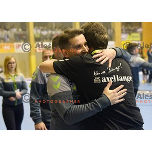 Robert Begus, head coach of Riko Ribnica in action during EHF Cup handball match between Riko Ribnica (Slovenia) and Fuchse Berlin (Germany) in Ribnica, Slovenia on February 9, 2017